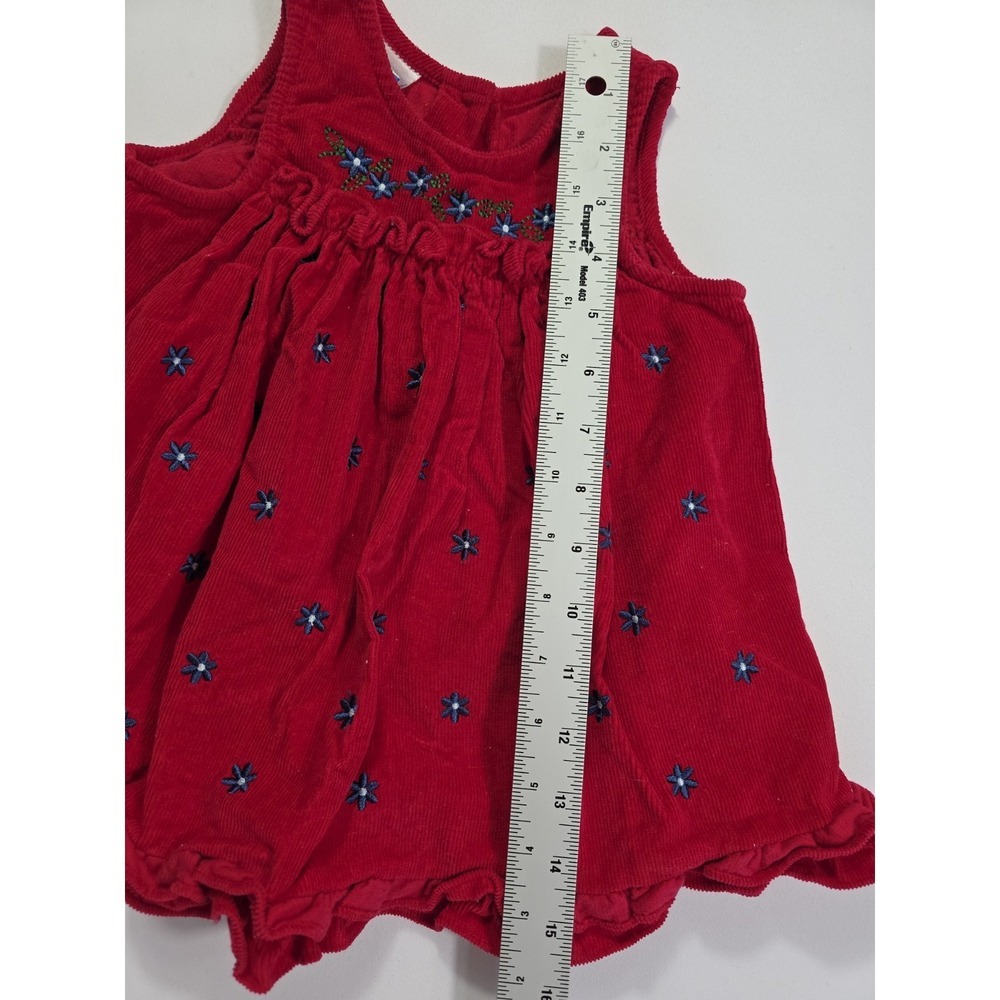 Vintage Alexis Baby Girls Red Corduroy Dress Floral Embroidered Size 12M - Picture 5 of 9